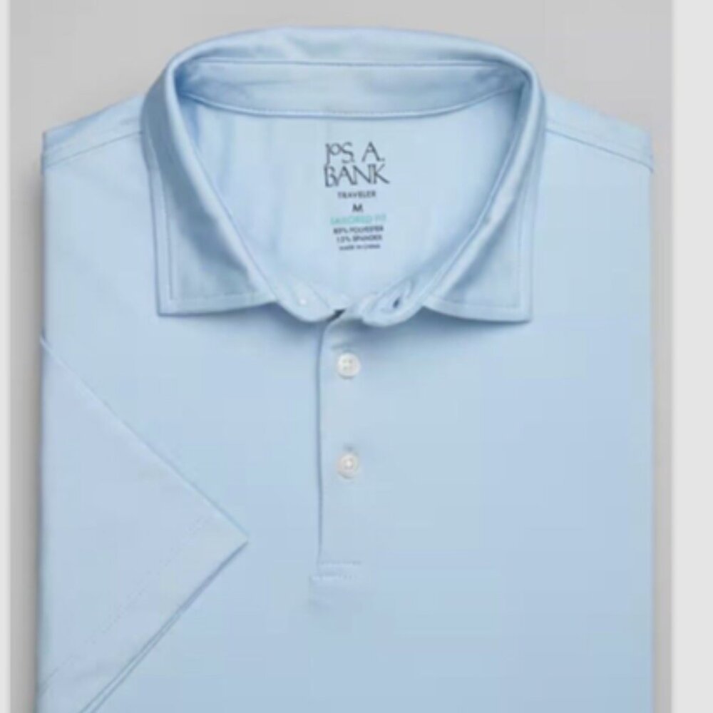 Jos A Bank Traveler Collection Tailored Fit Solid Polo - colour : Blue